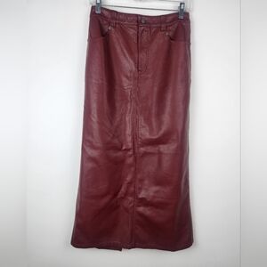 Free People City Slicker Vegan Maxi Skirt Red Size 0 Slit.